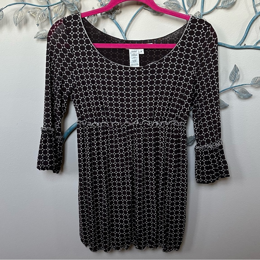Max Studio Contemporary Print Baby Doll Top Sz S EUC